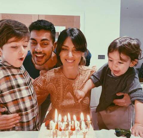 Mino Fulco and Katia Ancelotti, with children celebrating Katia's 36th  birthday.